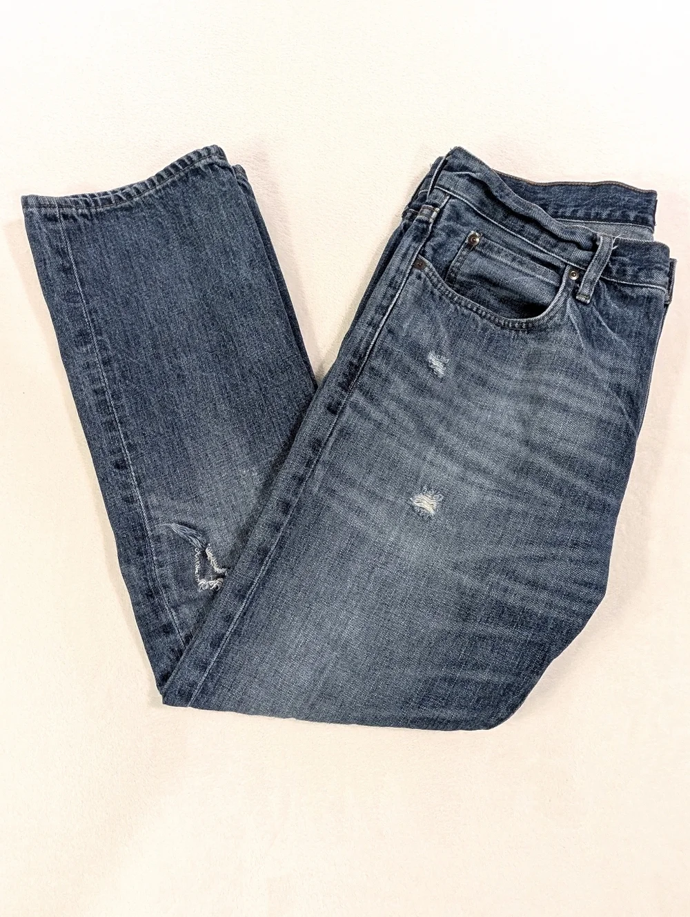 J. Crew 770 Straight Fit Men’s Jeans – Distressed Rip & Repair Wash – Size 34x30